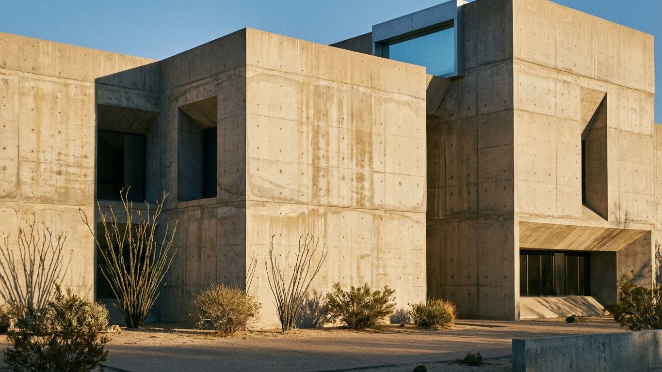 Brutalist Concrete Museum Render